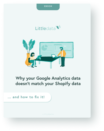 Ebook cover with title "Why your Google Analytics data doesn't match your shopify data"